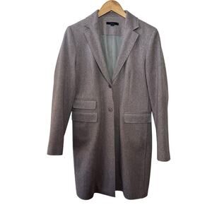 Maurice Tarica Coat Women Size 10 Purple Gray Pea Coat Wool Blend Long Line